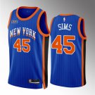 Men's New Yok Knicks #45 Jericho Sims Blue 2023/24 City Edition Stitched Basketball Jersey