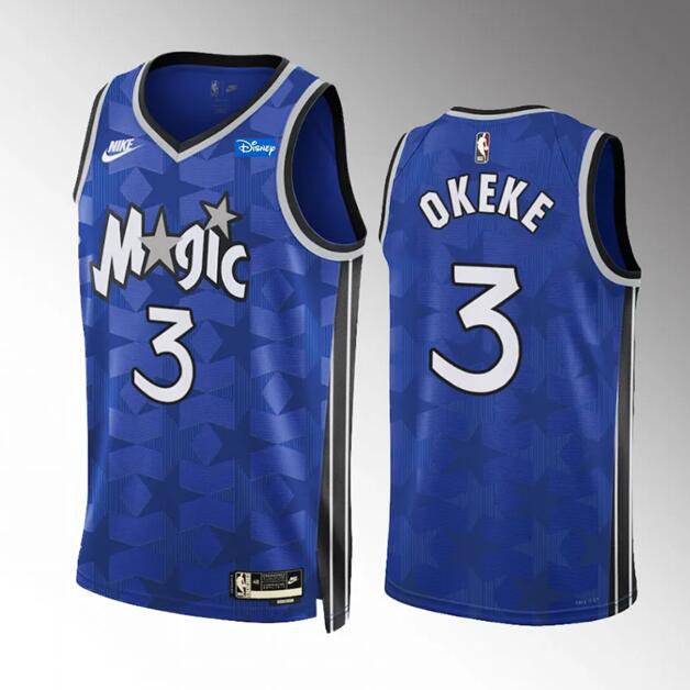 Men's Orlando Magic #3 Chuma Okeke Blue 2023/24 Classic Edition Stitched Basketball Jersey
