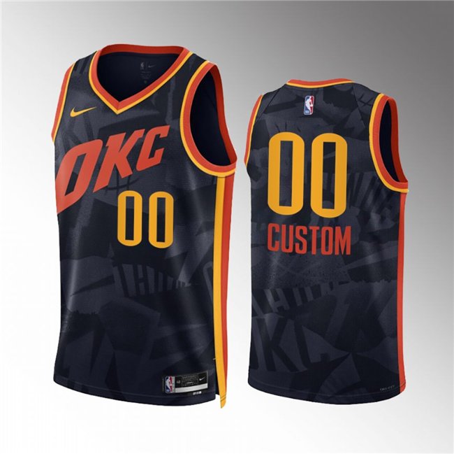 Custom Men's Oklahoma City Thunder Black 2023/24 City Edition Stitched Basketball Jersey