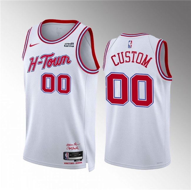 Men's Houston Rockets Active Player Custom White 2023/24 City Edition Stitched Basketball Jersey