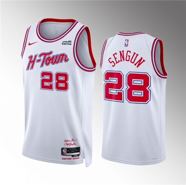 Men's Houston Rockets #28 Alperen Sengun White 2023/24 City Edition ...