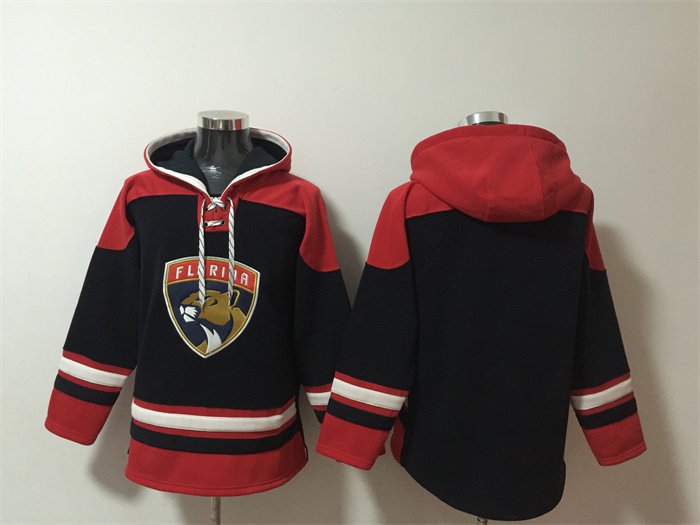 Men's Florida Panthers Blank Black/Red Lace-Up Pullover Hoodie Jersey