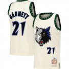 Men's Minnesota Timberwolves #21 Kevin Garnett White Throwback Stitched Jersey