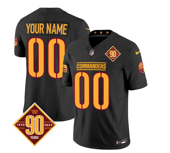 Custom Washington Commanders Black 2023 F.U.S.E. 90th Anniversary Vapor Limited Stitched Jersey