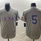 Texas Rangers #5 Corey Seager Grey With Patch Cool Base Stitched Baseball Jersey