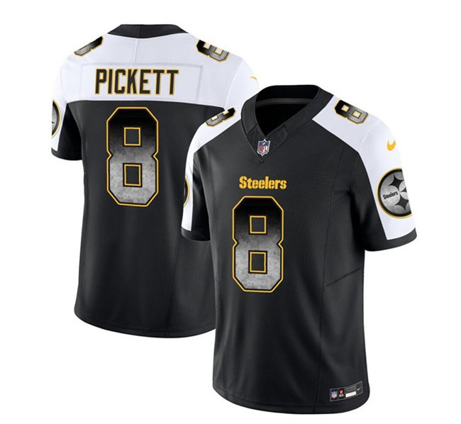 Steelers 8 Kenny Pickett Black/White 2023 F.U.S.E. Smoke Vapor
