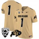 Colorado Buffaloes #1 Gold 2023 F.U.S.E. With PAC-12 Patch Stitched Football Jersey