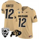 Colorado Buffaloes #12 Travis Hunter Gold 2023 F.U.S.E. With PAC-12 Patch Stitched Football Jersey