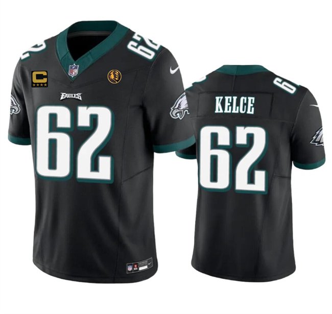 Eagles #62 Jason Kelce Black 2023 F.U.S.E. With C And John Madden Patch ...