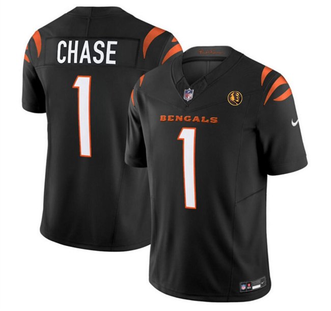 Bengals #1 Ja'Marr Chase Black 2023 F.U.S.E. With John Madden Patch ...