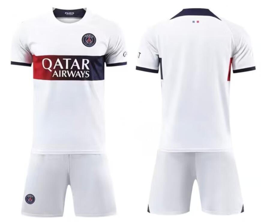 Paris Saint-Germain Custom Any Name And Number 2023/24 White Away Soccer Jersey Suit
