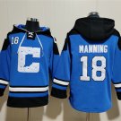 Men's Indianapolis Colts #18 Peyton Manning Blue Ageless Must-Have Lace-Up Pullover Hoodie Jersey