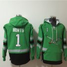 Men's Philadelphia Eagles #1 Jalen Hurts Green Ageless Must-Have Lace-Up Pullover Hoodie