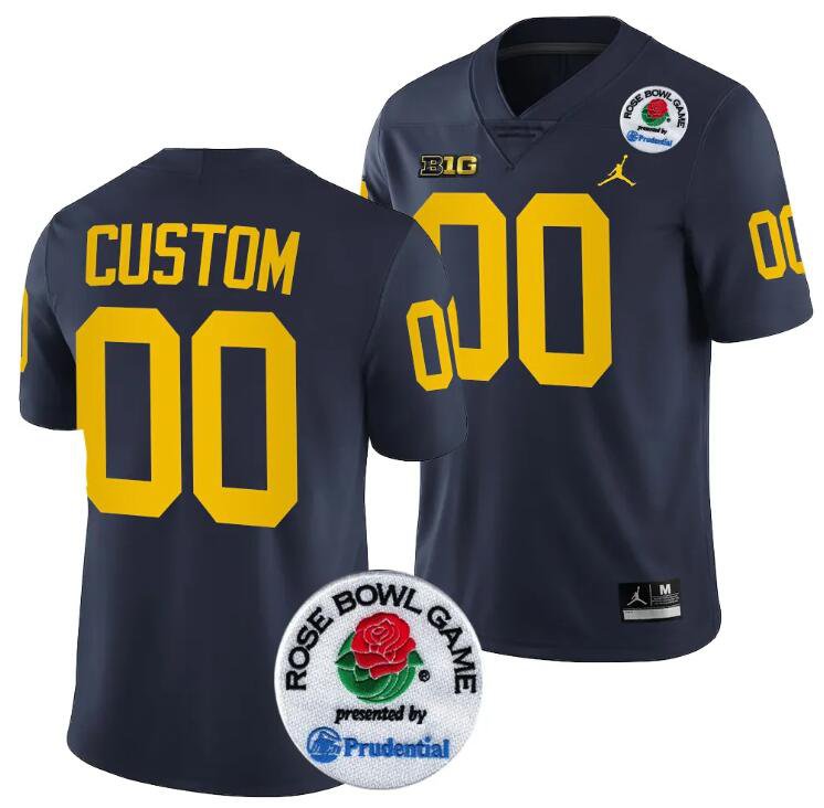 Custom Michigan Wolverines 2024 Rose Bowl Any Name And Number Navy