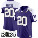 Washington Huskies #20 Tybo Rogers Purple White F.U.S.E. With 2024 Patch Stitched Football Jersey