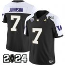 Washington Huskies #7 Dillon Johnson Black White F.U.S.E. With 2024 Patch Stitched Football Jersey