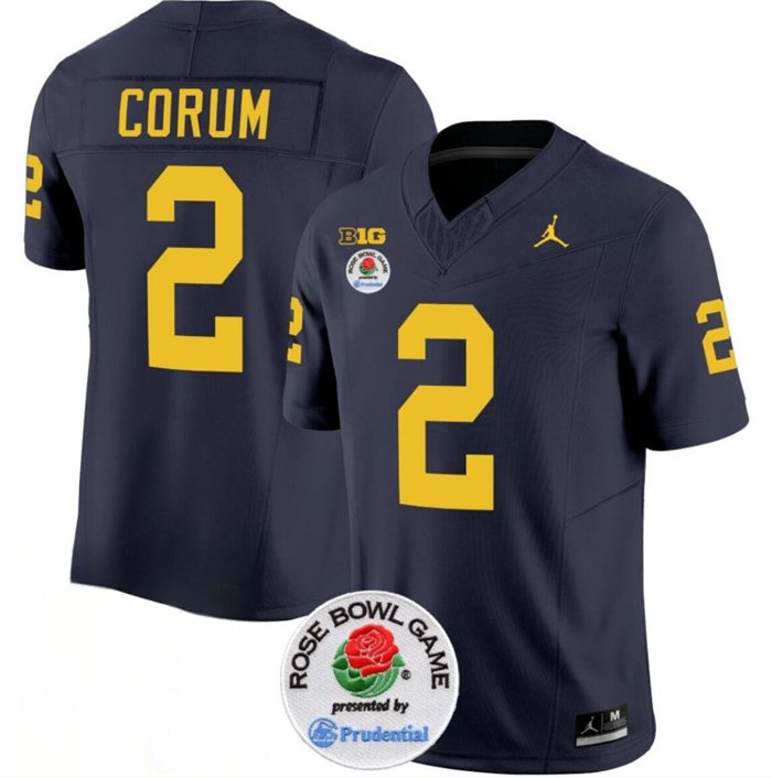 Michigan Wolverines #2 Blake Corum 2023 F.U.S.E. Navy Blue Rose Bowl ...