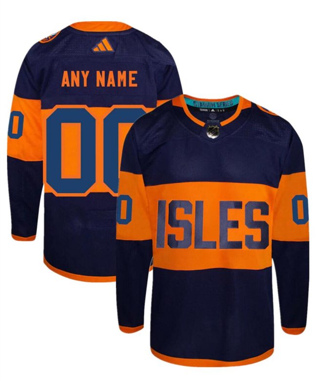 Custom New York Islanders Any Name And Number Navy 2024 Stadium Series Stitched Hockey Jersey