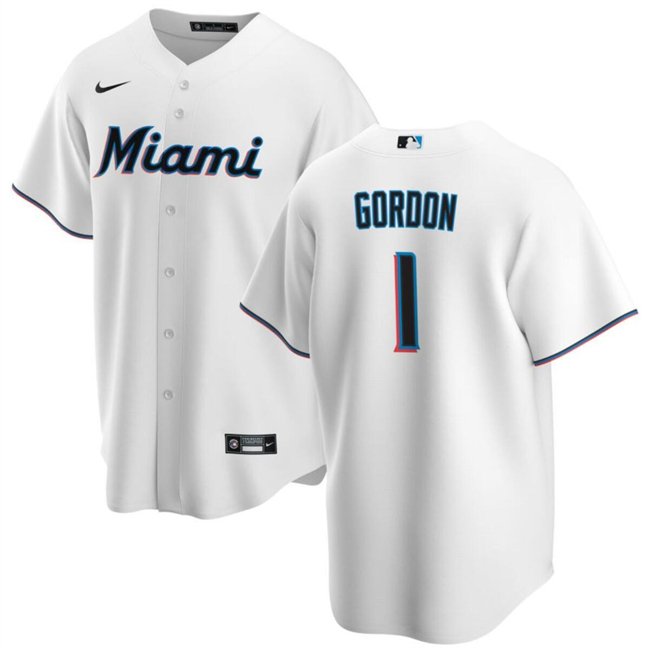 Miami Marlins #1 Nick Gordon White Cool Base Stitched Baseball Jersey