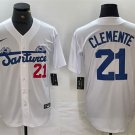 Men's Santurce Crabbers #21 Roberto Clemente White Cool Base Stitched Baseball Jersey