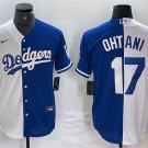 Los Angeles Dodgers #17 Shohei Ohtani White/Blue Split Cool Base Stitched Baseball Jersey