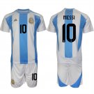 Argentina #10 Messi White/Blue 2024-25 Home Soccer Jersey Suit