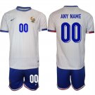 France Custom White 2024-25 Away Soccer Jersey Suit