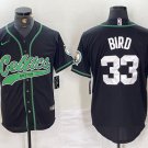 Boston Celtics #33 Larry Bird Black With Patch Stitched Baseball Jersey