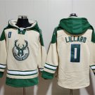 Men's Milwaukee Bucks #0 Damian Lillard Cream Lace-Up Pullover Hoodie Jersey