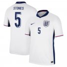 Men's John Stones #5 England 2024/25 Home White Stadium Football Jersey
