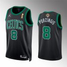 Boston Celtics #8 Kristaps Porzingis Black 2024 Finals Champions Statement Edition Stitched Jersey