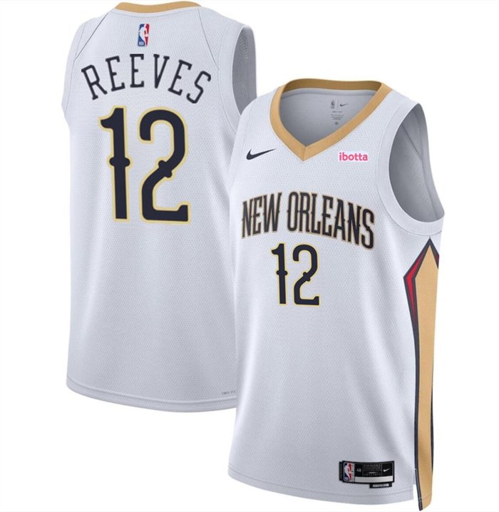 Pelicans #12 Antonio Reeves White 2024 Draft Association Edition Stitched Basketball Jersey