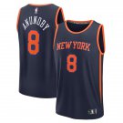 New Yok Knicks #8 OG Anunoby Navy Statement Edition Stitched Basketball Jersey