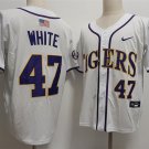 LSU Tigers #47 Tommy White White Stitched Jersey