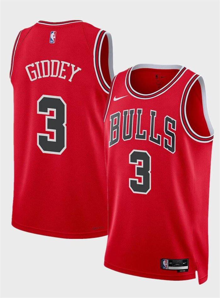 Chicago Bulls #3 Josh Giddey Red Icon Edition Stitched Basketball Jersey
