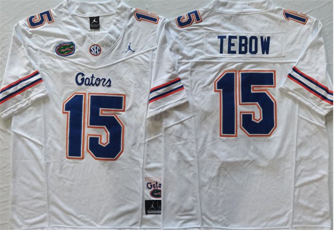 Florida Gators #15 Tim Tebow White F.U.S.E Stitched Jersey
