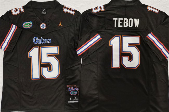 Florida Gators #15 Tim Tebow Black F.U.S.E titched Jersey