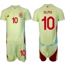 Spain Team #10 Dani Olmo 2024-25 Yellow Away Soccer Jersey Suit