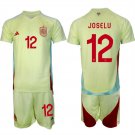 Spain Team #12 Joselu 2024-25 Yellow Away Soccer Jersey Suit