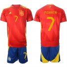 Spain Team #7 Álvaro Morata 2024-25 Red Home Soccer Jersey Suit