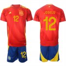 Spain Team #12 Joselu 2024-25 Red Home Soccer Jersey Suit