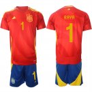 Spain Team #1 David Raya 2024-25 Red Home Soccer Jersey Suit
