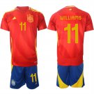 Spain Team #11 Nico Williams 2024-25 Red Home Soccer Jersey Suit