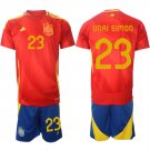 Spain Team #23 Unai Simón 2024-25 Red Home Soccer Jersey Suit