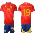 Spain Team #19 LAMINE YAMAL 2024-25 Red Home Soccer Jersey Suit
