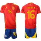 Spain Team #16 Rodrigo 2024-25 Red Home Soccer Jersey Suit