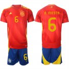 Spain Team #6 Andrés Iniesta 2024-25 Red Home Soccer Jersey Suit