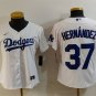 Los Angeles Dodgers #37 Teoscar Hern&Atilde;&iexcl;ndez White Cool Base Stitched Baseball Jersey