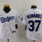 Los Angeles Dodgers #37 Teoscar Hern&Atilde;&iexcl;ndez White Cool Base Stitched Baseball Jersey