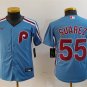 Philadelphia Phillies #55 Ranger Su&Atilde;&iexcl;rez Light Blue Alternate Limited Stitched Baseball Jersey